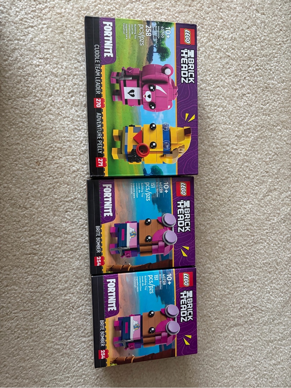 Lego Fortnite BrickHeadz Cuddle Team Leader & Brite Bomber - Pink, Yellow, Blue